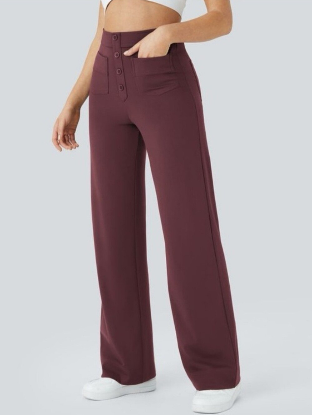 Halara High-Waist Straight Leg Pants in Burgundy NWOT - Picture 5 of 12